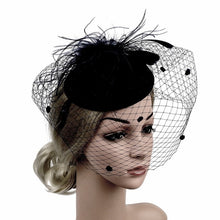 Load image into Gallery viewer, Women&#39;s Veil Headwear Feather Top Hat
