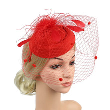 Load image into Gallery viewer, Women&#39;s Veil Headwear Feather Top Hat
