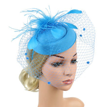 Load image into Gallery viewer, Women&#39;s Veil Headwear Feather Top Hat
