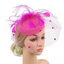 Load image into Gallery viewer, Women&#39;s Veil Headwear Feather Top Hat
