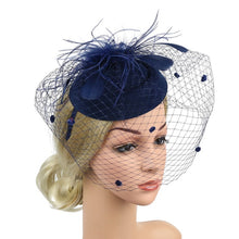 Load image into Gallery viewer, Women&#39;s Veil Headwear Feather Top Hat
