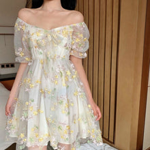 Load image into Gallery viewer, Women&#39;s Floral Dress Women Sexy Puff Sleeve Lace Chiffon Dress
