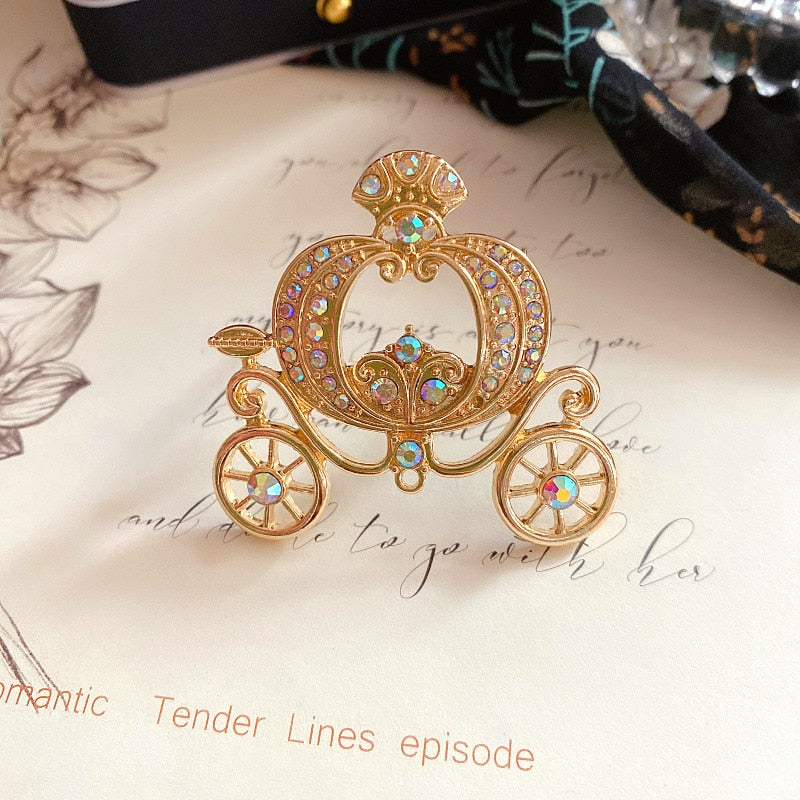 Rhinestone Pumpkin Carriage Brooch Baroque Brooch