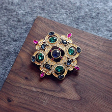 Load image into Gallery viewer, Women&#39;s Baroque Vintage Gold Color Plated Crystal Brooch
