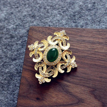 Load image into Gallery viewer, Women&#39;s Baroque Vintage Gold Color Plated Crystal Brooch
