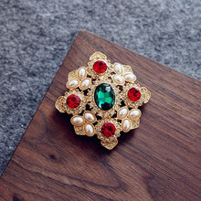 Load image into Gallery viewer, Women&#39;s Baroque Vintage Gold Color Plated Crystal Brooch
