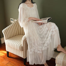 Load image into Gallery viewer, Women&#39;s Vintage Embroidery White Lace Nightgown
