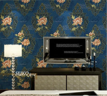 Load image into Gallery viewer, 3D Stereo Embroidered Bronzing Nonwoven Fabric Wallpaper
