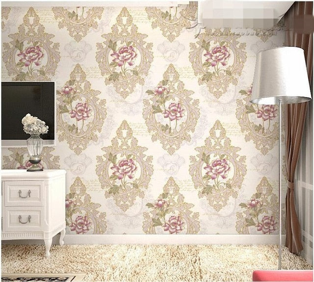 3D Stereo Embroidered Bronzing Nonwoven Fabric Wallpaper