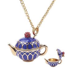 Load image into Gallery viewer, Women&#39;s Blue Teapot Necklace Set
