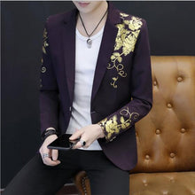 Load image into Gallery viewer, Men Suit Blazer Coat Flower Jacket Slim Design
