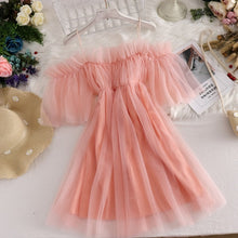 Load image into Gallery viewer, Women&#39;s Sweet Fairy Off Shoulders Gauze Spliced Ruffles Dress
