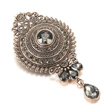 Load image into Gallery viewer, Vintage Gray Crystal Flower Brooch
