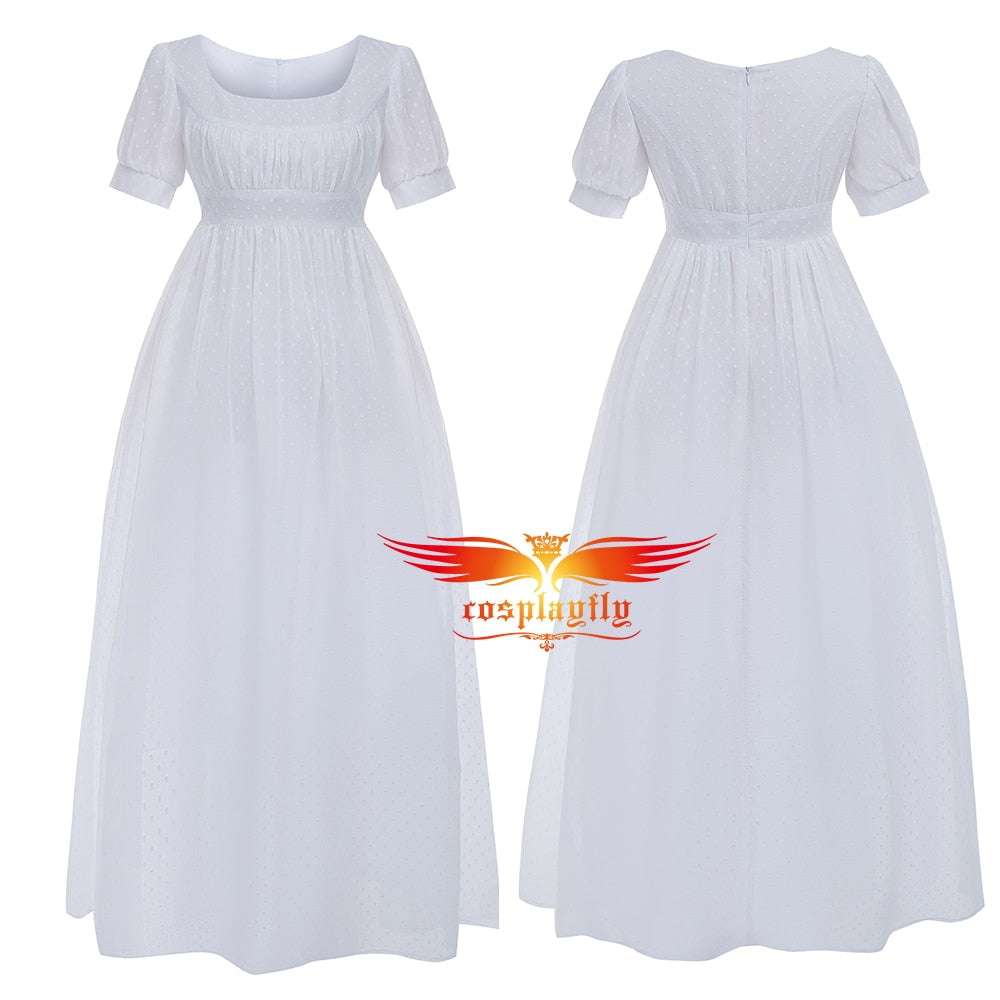 Women's White Chiffon Square Neck Dress