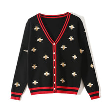 Load image into Gallery viewer, Women&#39;s Designer Bee Embroidery Cardigan Long Sleeve
